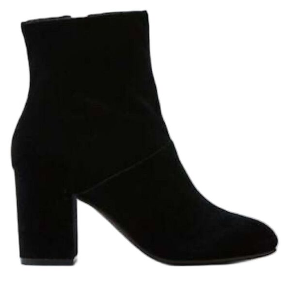 American Eagle Outfitters Boots Women Size 9 Black Velvet Side Zipper Block Heel - Picture 1 of 11